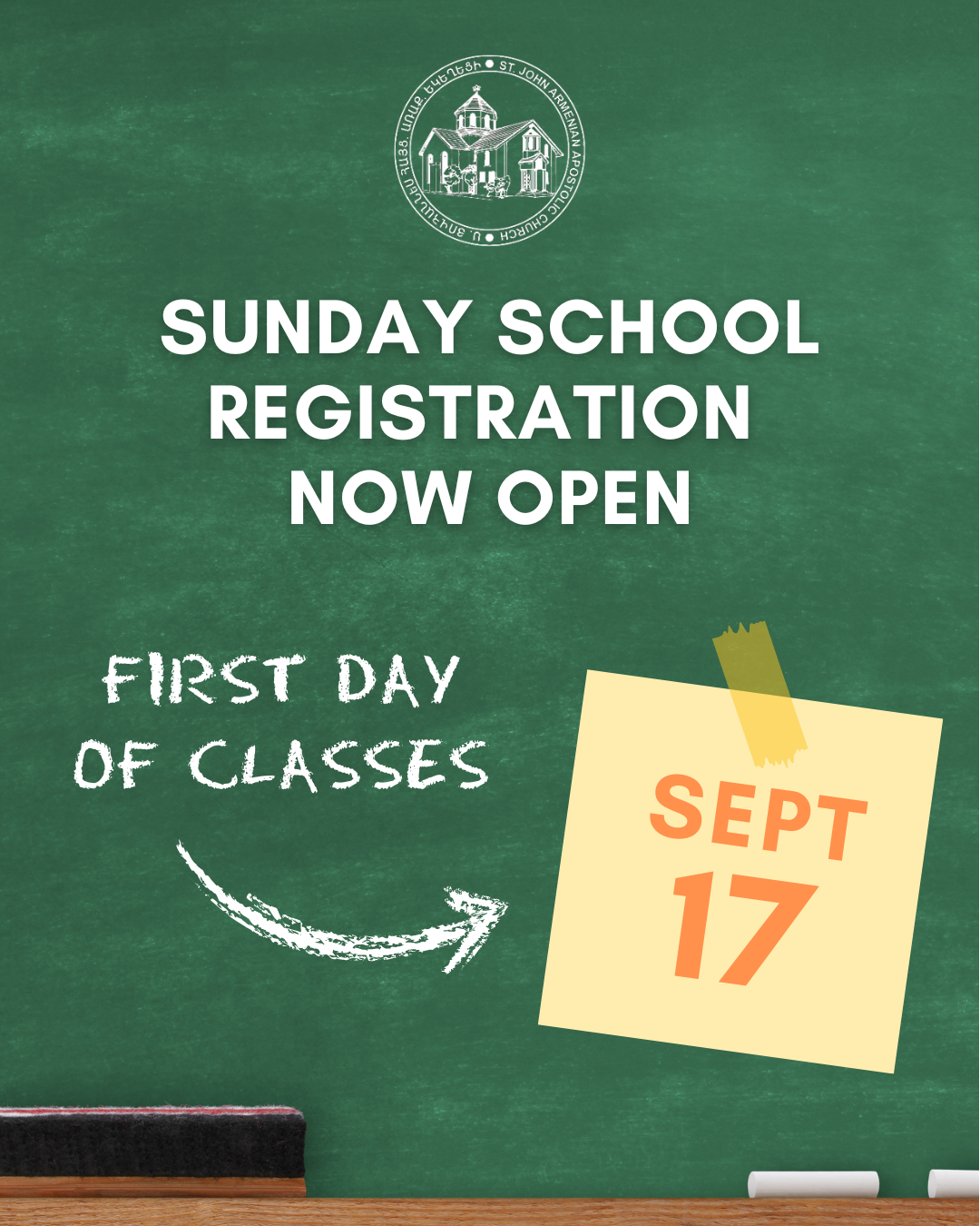 Sunday School Registration Now Open for 2023/2024 St. John Armenian